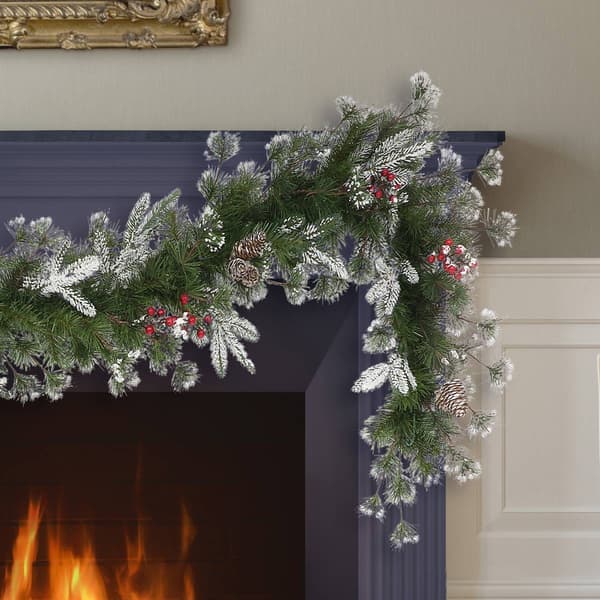 Puleo International 9ftx10in Life-Like 220 Tips Decorated Garland