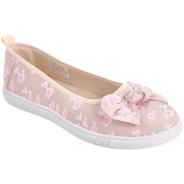 Womens Ashley Blue Floral Canvas Flats with Bow - image 