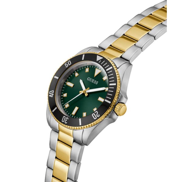 Mens Guess Two-Tone Green Sunray Dial Watch - GW0968G4