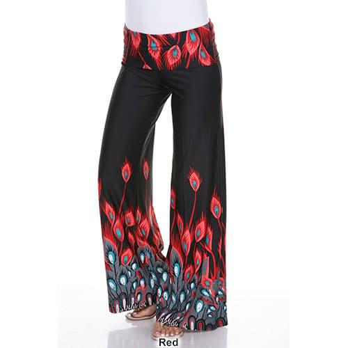 Womens White Mark Print Palazzo Pants - Peacock