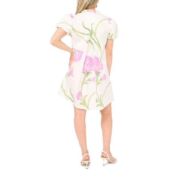Petite MSK Short Puff Sleeve Large Floral Shirtdress
