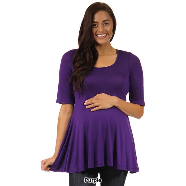 Womens 24/7 Comfort Apparel Solid 3/4 Sleeve Tunic Maternity Top