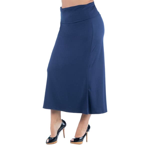 Plus Size 24/7 Comfort Apparel Foldover Solid Skirt