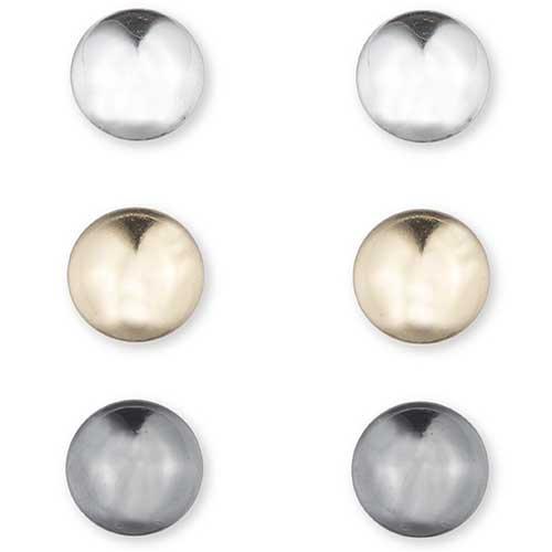 Nine West Tri-Tone Trio Post Stud Earrings Set