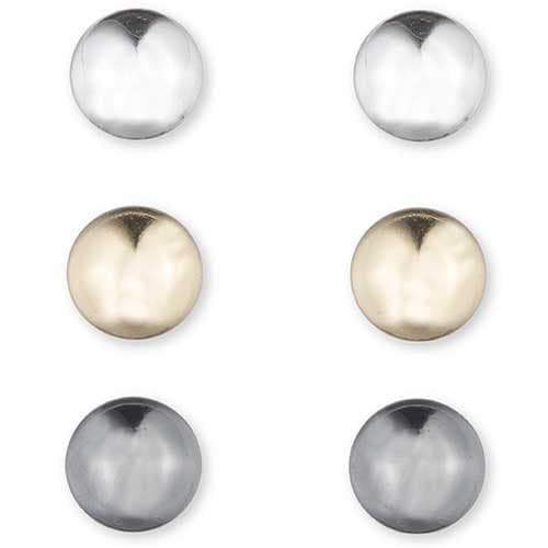 Nine West Tri-Tone Trio Post Stud Earrings Set - image 