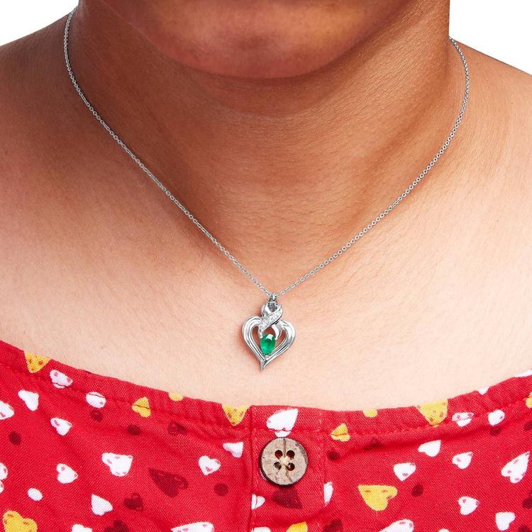 Haus of Brilliance Sterling Silver Emerald & Diamond Pendant