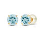 Gemstone Classics&#40;tm&#41; Yellow Gold Aquamarine Stud Earrings - image 1