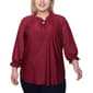 Plus Size NY Collection 3/4 Sleeve Scroll Embroidery Blouse - image 1