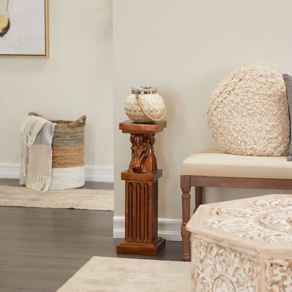 9th & Pike® Brown Polystone Traditional Pedestal Table