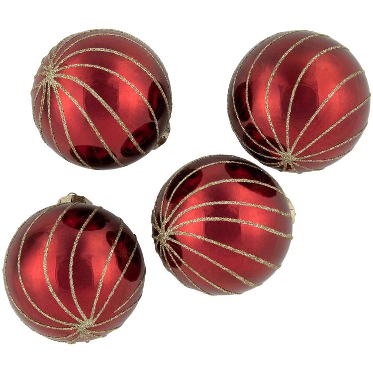 Northlight Seasonal 4ct. Glitter Striped Christmas Ball Ornaments