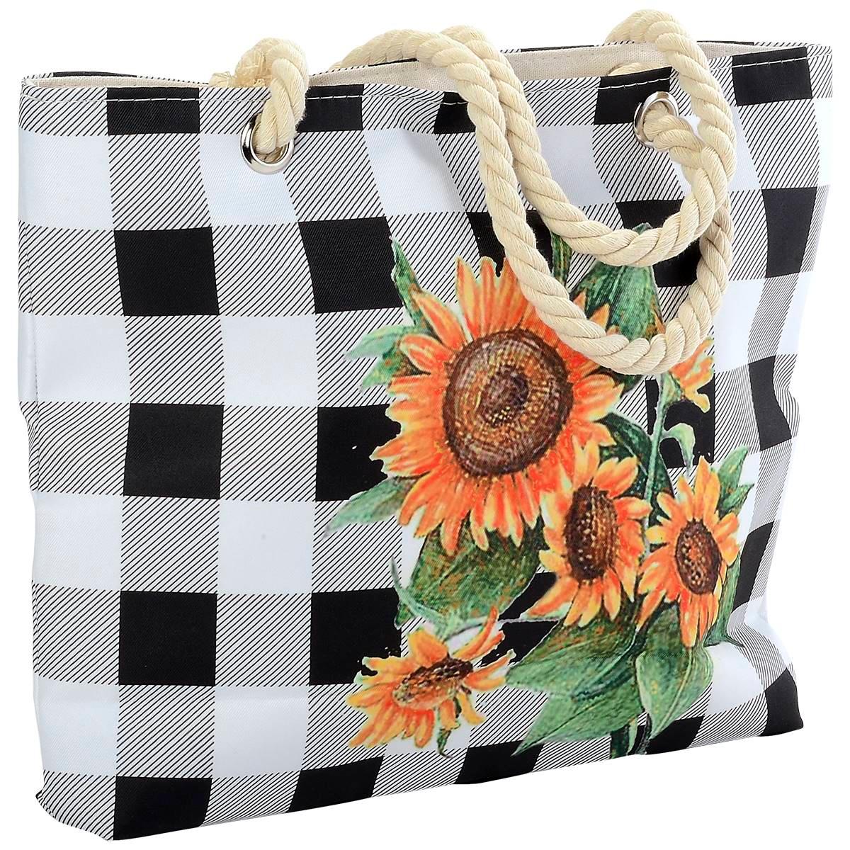 Renshun Sunflower Fabric Tote with Rope Handles