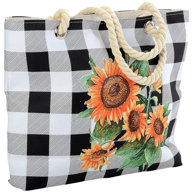 Renshun Sunflower Fabric Tote with Rope Handles