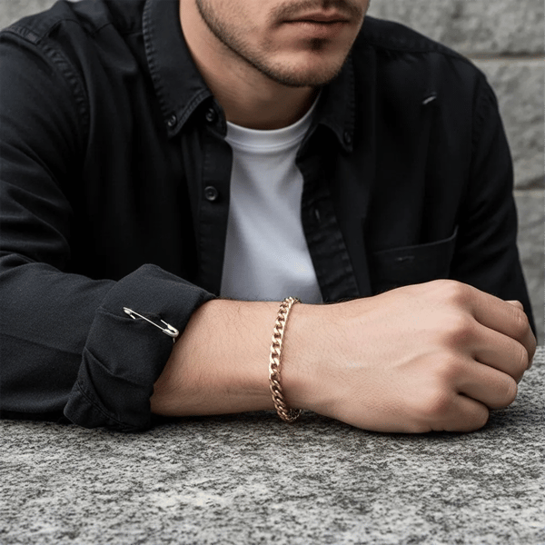 Mens Iron Saints 6mm Cuban Link 18kt. Gold Plating Bracelet