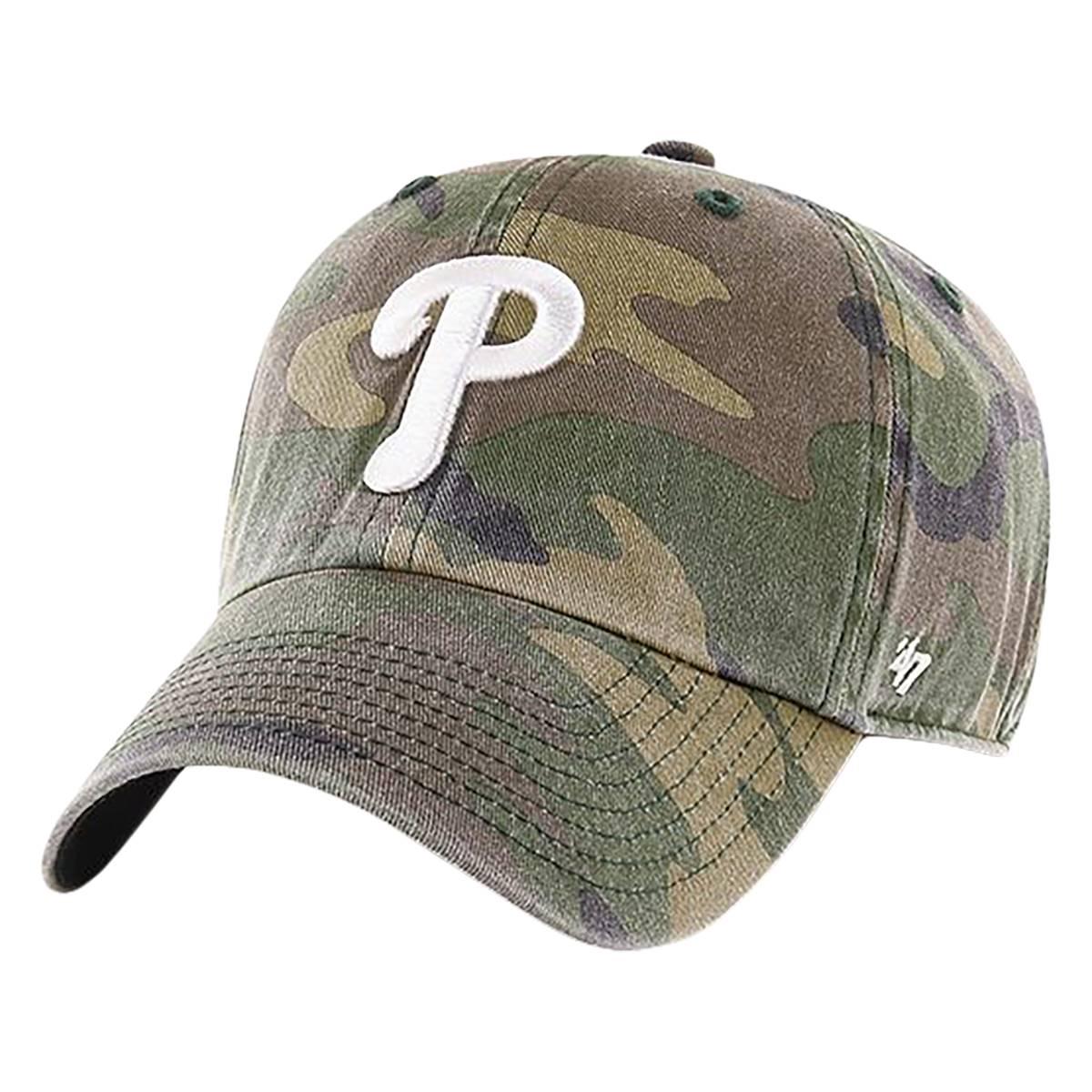 Mens ’47 Brand Phillies Camo Clean Up Adjustable Cap