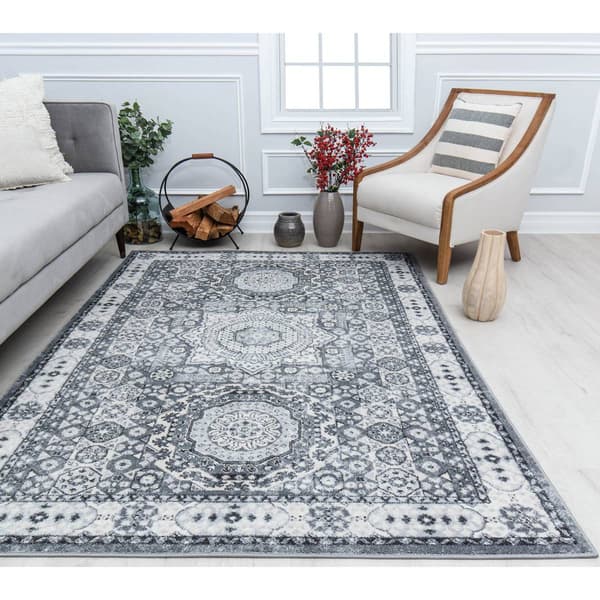 Rugs America&#8482; Hailey Ice Cube Silver Abstract Vintage Area Rug