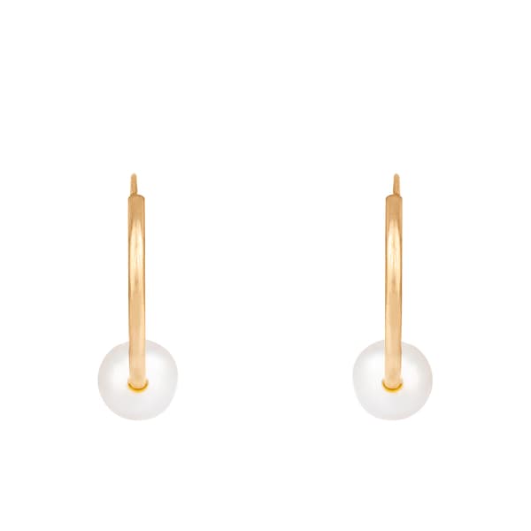 Splendid Pearls 14kt. Gold Freshwater Pearl 14mm Hoop Earrings