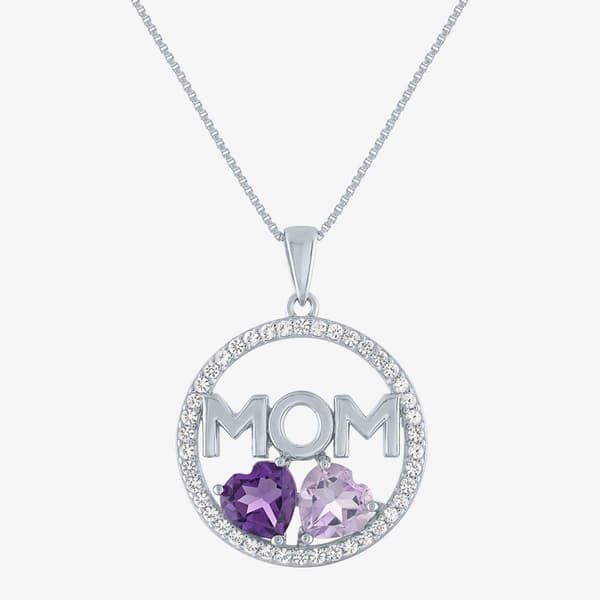 Gemstone Classics(tm) Amethyst Lab Grown White Sapphire Mom Pendant - image 