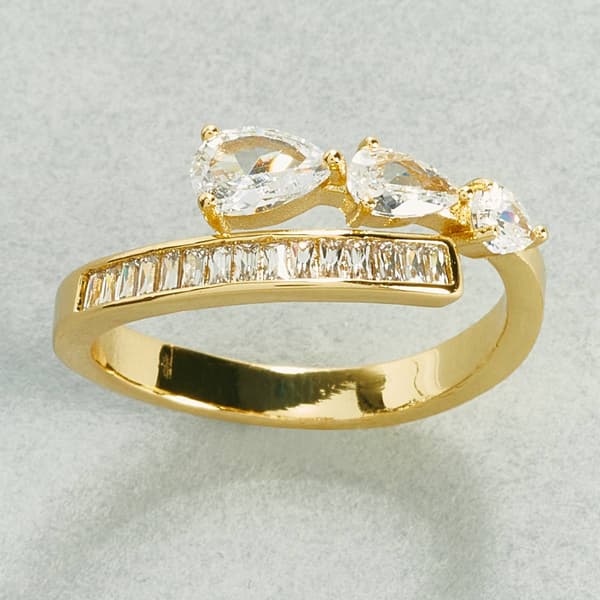 Ashley Cooper(tm) Gold-Tone Bypass Ring with Clear CZ Stones - image 
