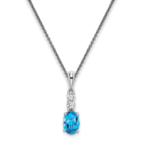 14kt. White Gold Round Blue Topaz Necklace - image 