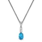 14kt. White Gold Round Blue Topaz Necklace - image 1
