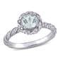 Gemstones Classics&#40;tm&#41; 14kt. White Gold Aquamarine/Diamond Halo Ring - image 1