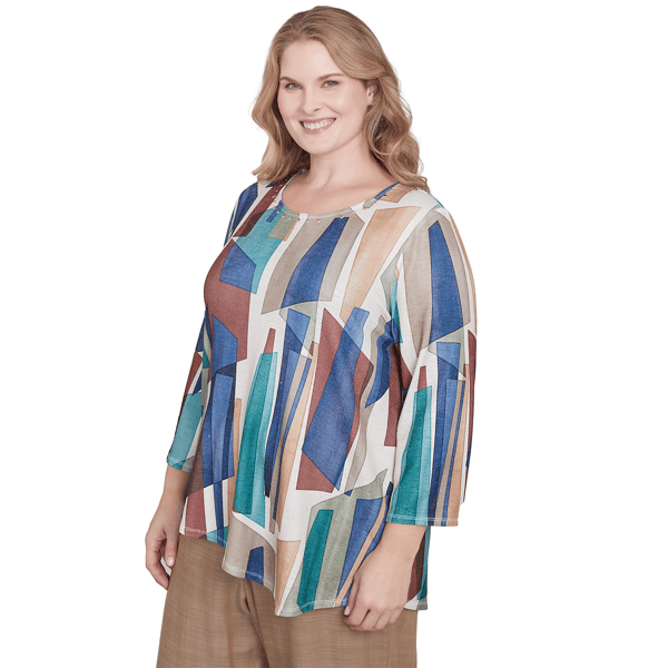 Plus Size Alfred Dunner Summer Solstice Stained Glass Blouse