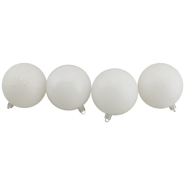 Northlight 16ct. Winter White 4-Finish Christmas Ball Ornaments
