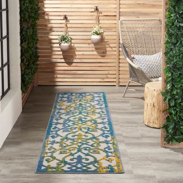 Nourison Aloha Scroll Print Indoor/Outdoor Runner