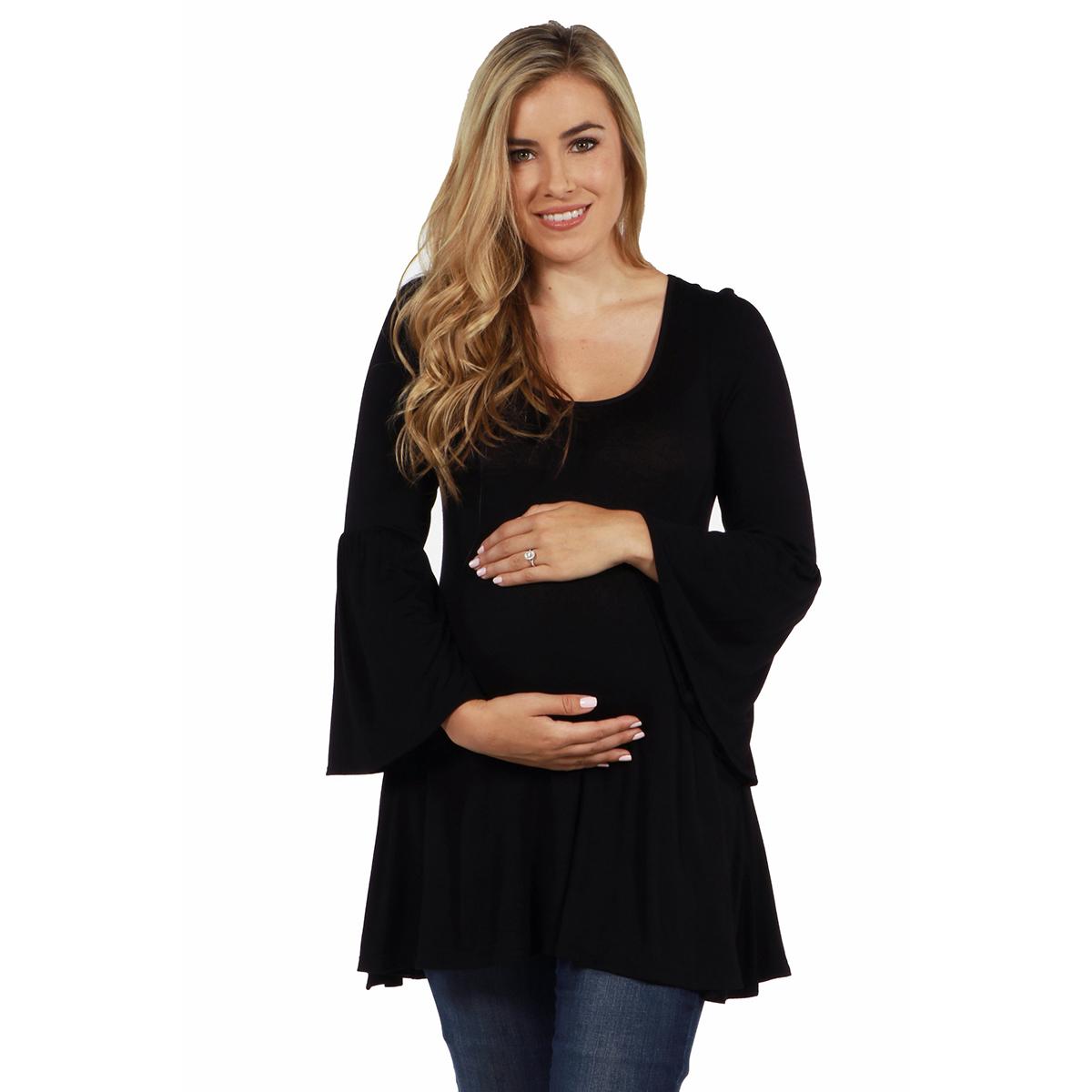 Plus Size 24/7 Comfort Apparel Bell Sleeve Tunic Maternity...