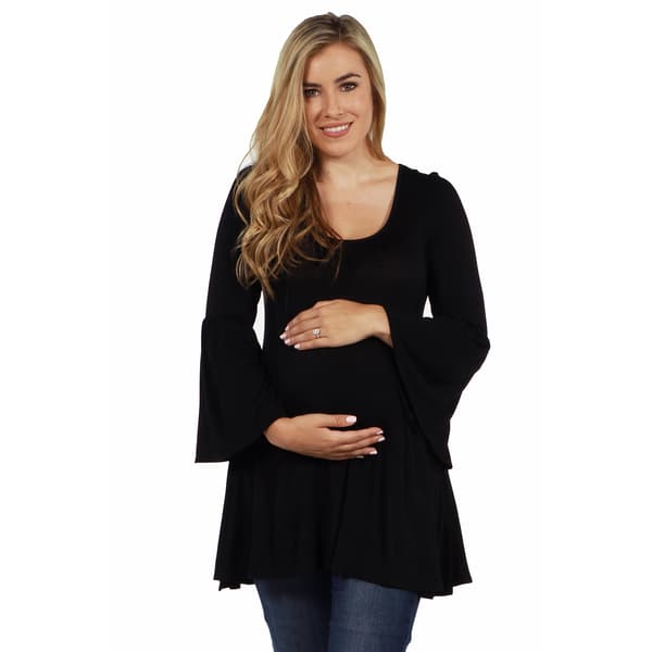 Plus Size 24/7 Comfort Apparel Bell Sleeve Tunic  Maternity Top - image 