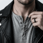 Mens Iron Saints Stainless Steel Rope Chain with Scissor Pendant - image 2