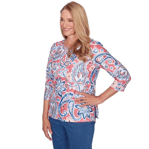 Petite Alfred Dunner Austin Embellished Paisley Floral Blouse