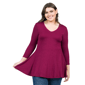 Plus Size 24/7 Comfort Apparel 3/4 Sleeve V-Neck Tunic Top - image 1