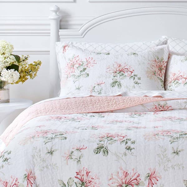 Laura Ashley® Honeysuckle 136 Thread Count Reversible Quilt Set