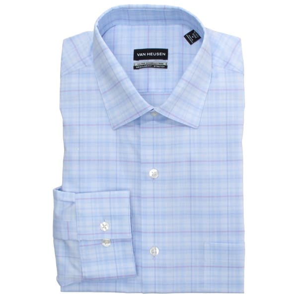 Mens Van Heusen(R) Plaid Regular Fit Dress Shirt - Cloud Blue - image 