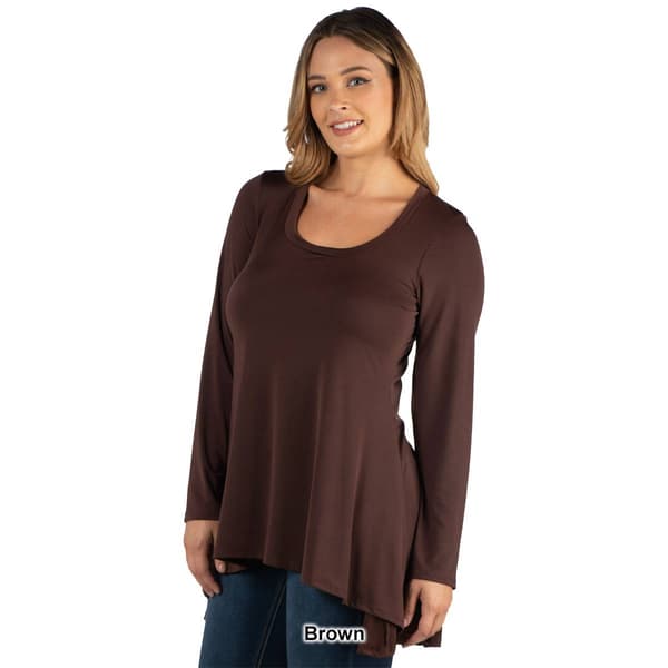 Plus Size 24/7 Comfort Apparel Solid Hi Low Tunic Top