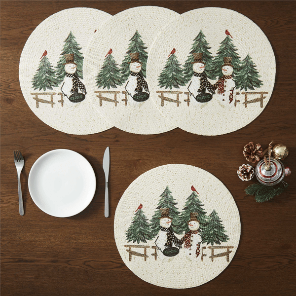 Avanti Linens Country Snowman Round Placemats - Set of 4