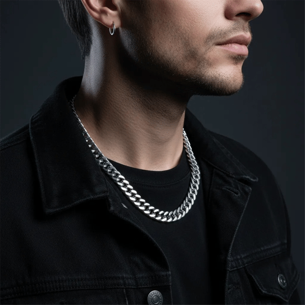 Mens Iron Saints 8mm Cuban Link Silver-Tone Necklace