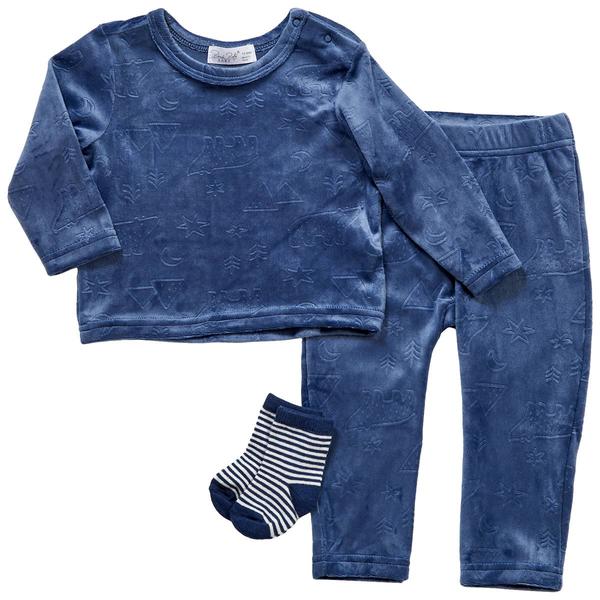 Baby Boy (12-24M) Rene Rofe(R) 3pc. Top & Pants Set w/ Socks - Blue - image 