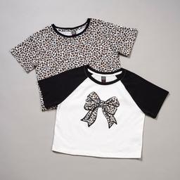 Girls (7-16) Star Ride® 2pk. Raglan Bow Tee & Leopard Tee