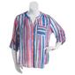 Plus Size Zac & Rachel 3/4 Sleeve Stripe Button Down Blouse - image 1
