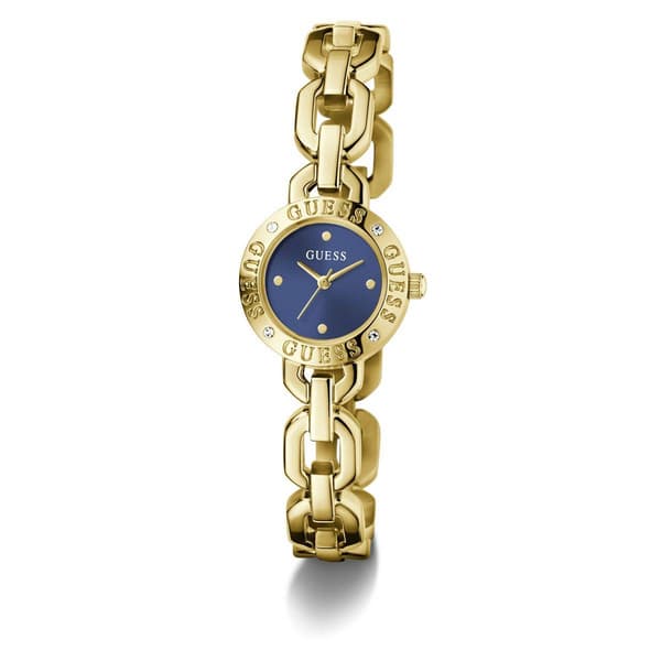 Womens Guess Gold-Tone Blue Dial Analog Watch - GW1019L2