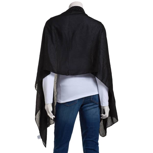 Womens Jessica McClintock Brocade With Rhinestone Border Shawl