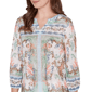 Womens Ruby Rd. Seas The Day 3/4 Sleeves Coastal Ocean Blouse - image 4