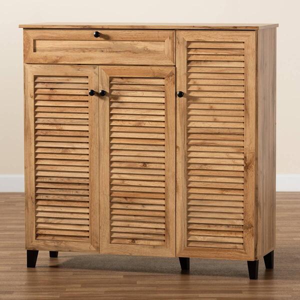 Baxton Studio Coolidge 3-Door Shoe Storage Cabinet w/ Drawer