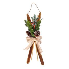 National Tree 17in. Holiday Skis Floral Wall Hanging Decor
