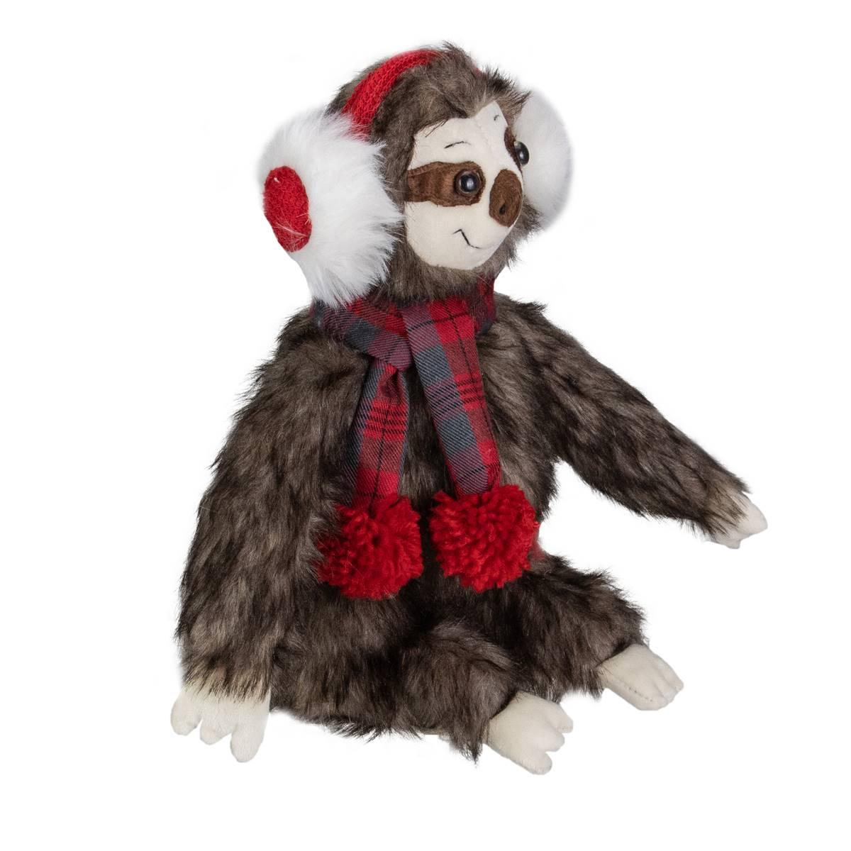 Northlight Plush Sitting Winter Sloth with Scarf Christmas Figure