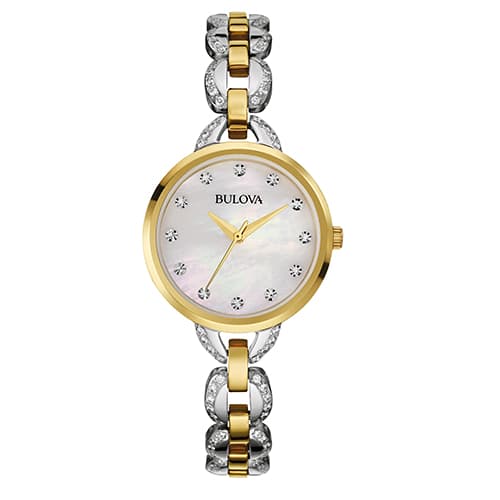Womens Bulova Crystal Gold & Silver Watch - 98L206 - image 