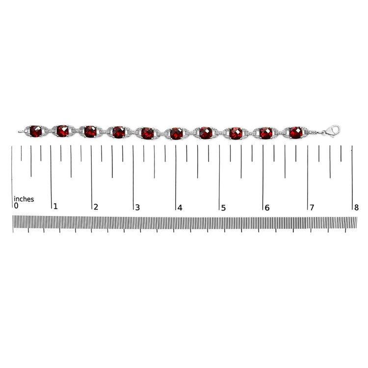 Haus of Brilliance Red Garnet & Diamond Accent Tennis Bracelet