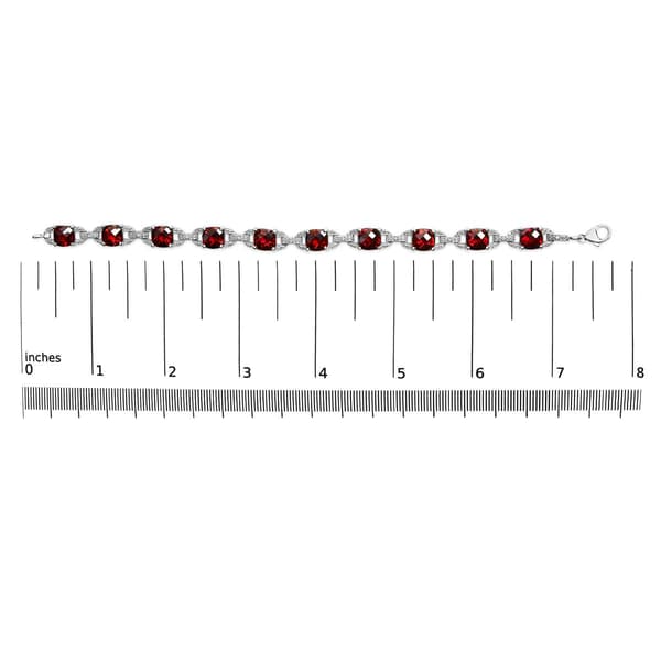 Haus of Brilliance Red Garnet & Diamond Accent Tennis Bracelet